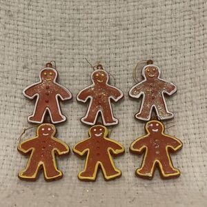 6 Vintage Sugared Gingerbread Christmas‎ Ornaments Candy Cookie Hong Kong Resin